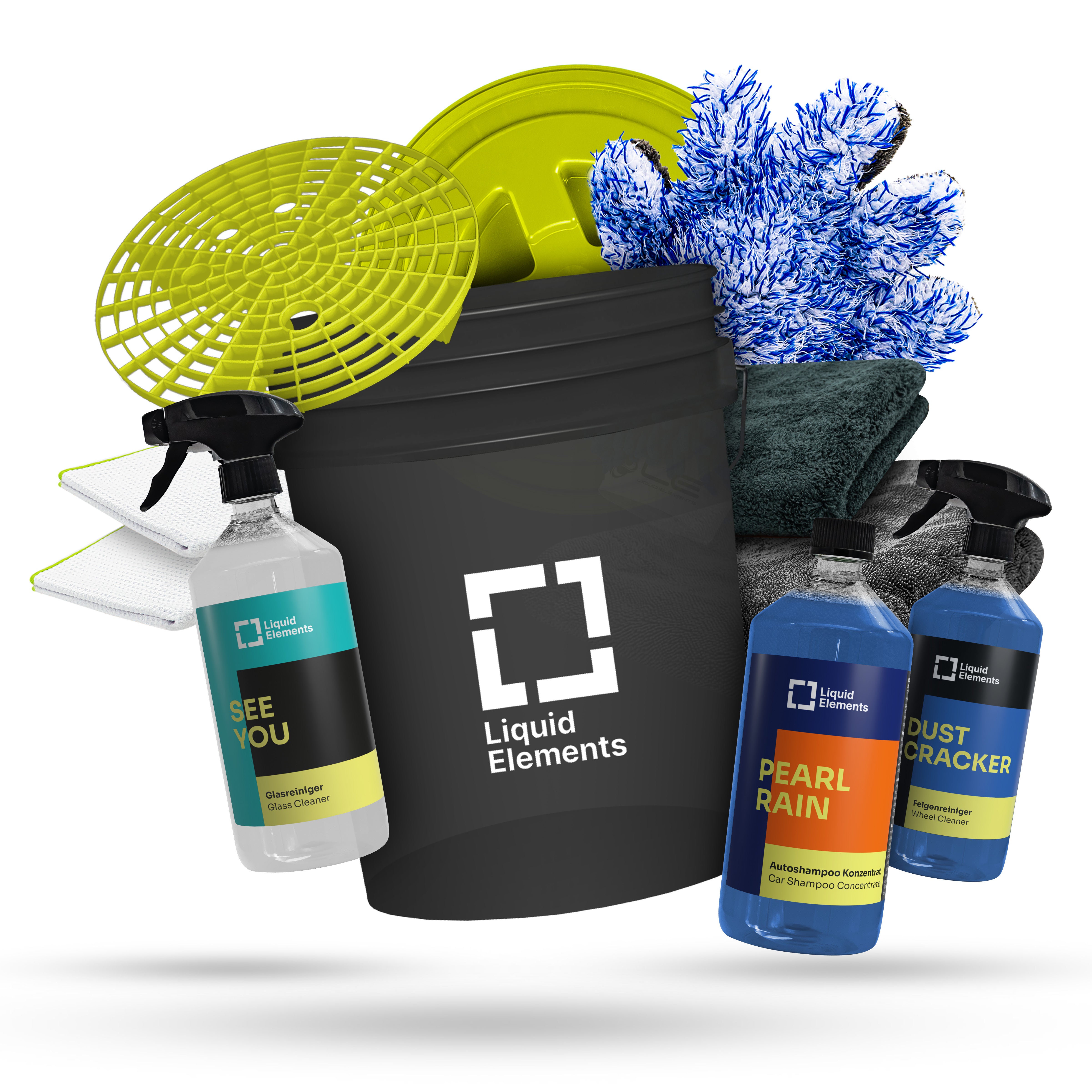Car wash set with washing bucket