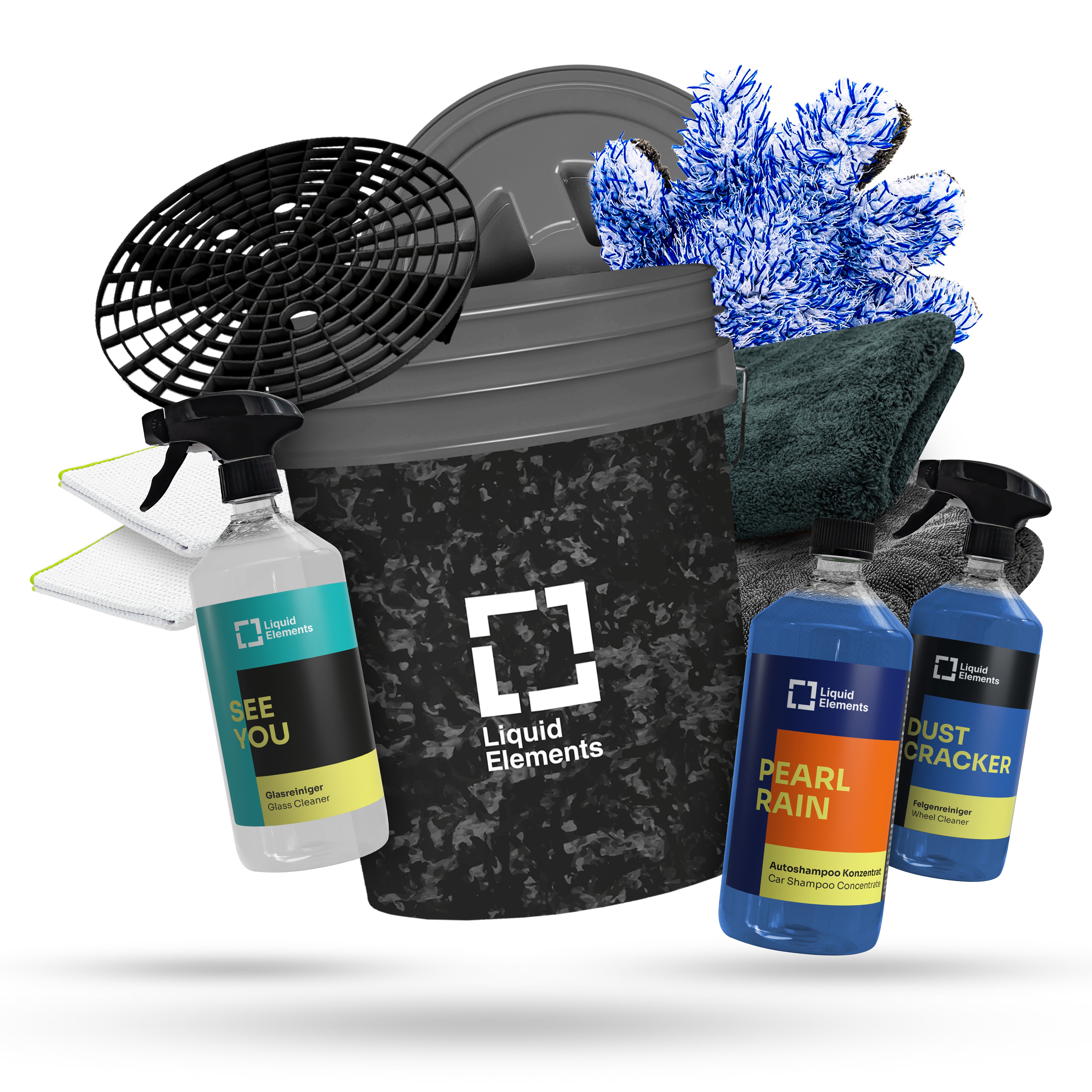 Car wash set with washing bucket