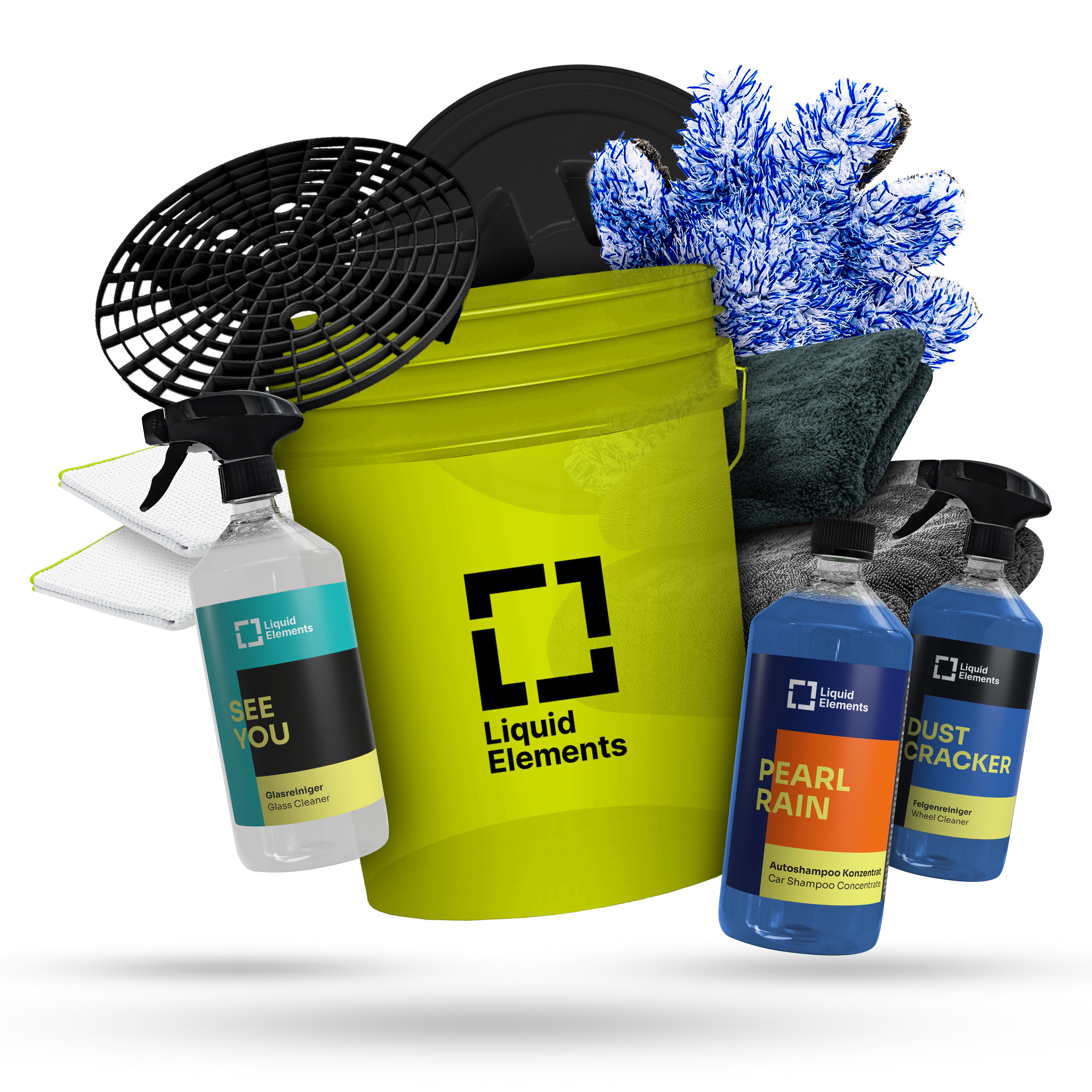 Car wash set with washing bucket
