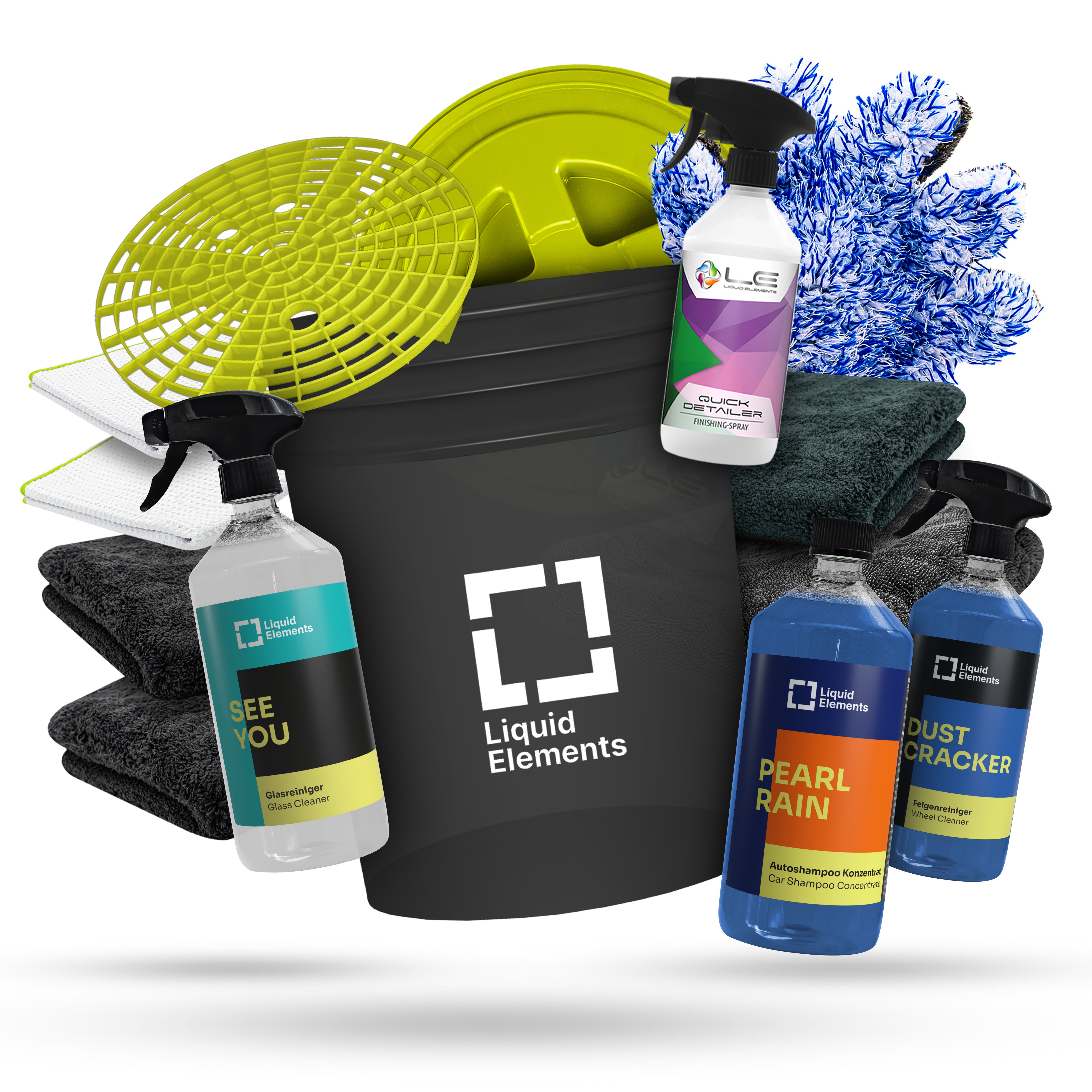 Car wash set with washing bucket