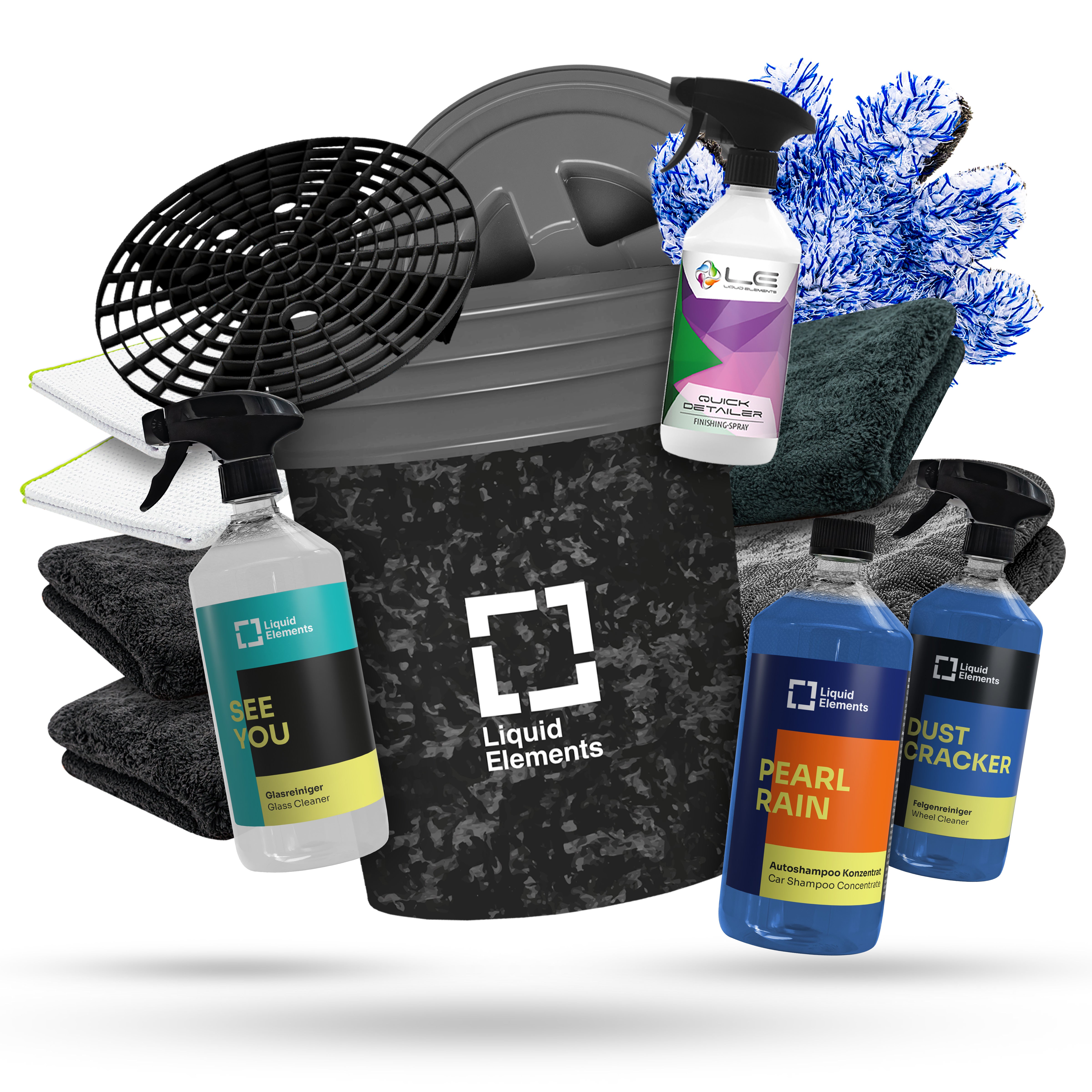 Car wash set with washing bucket